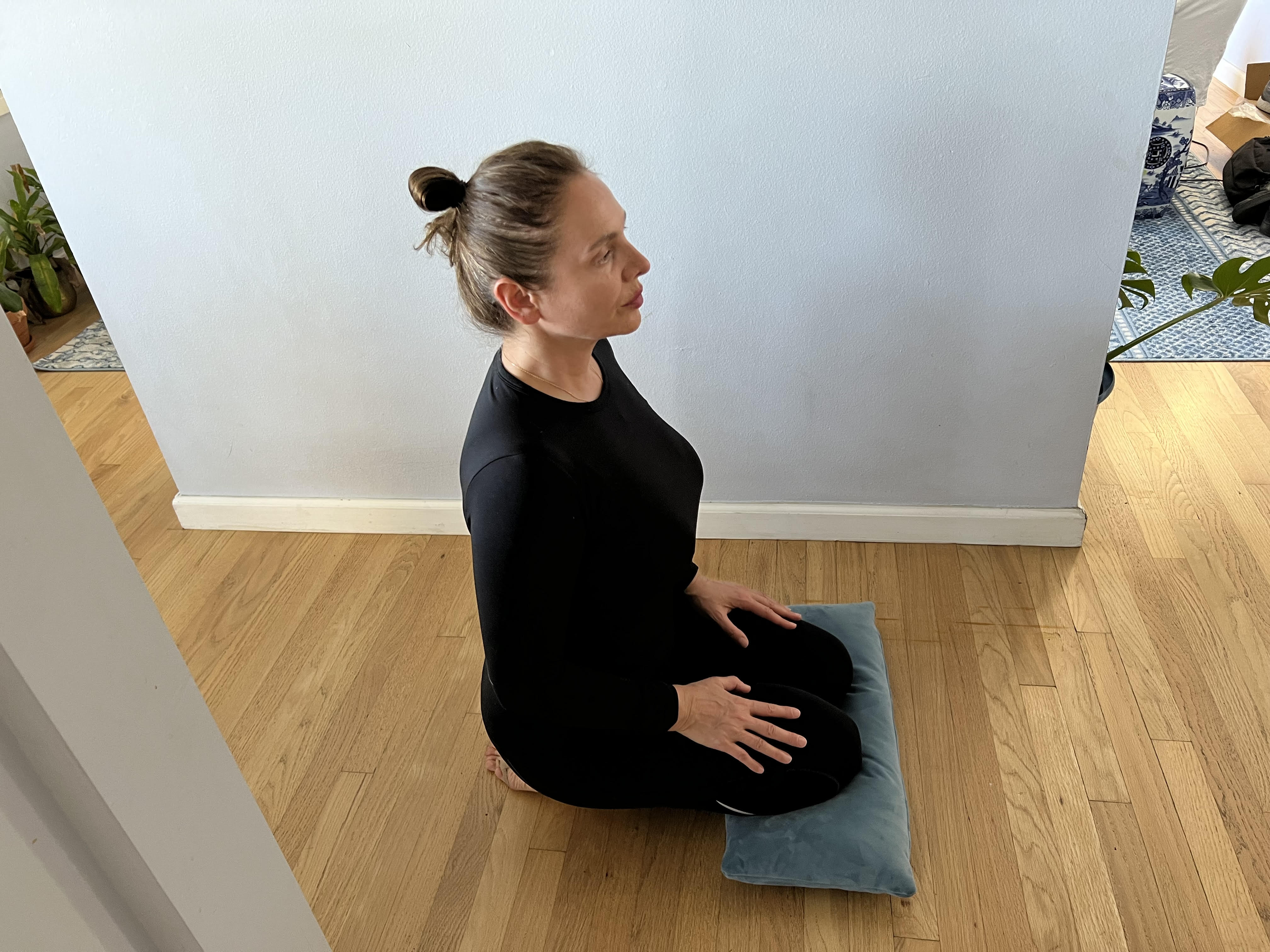 Simple yoga position to release lower back tension