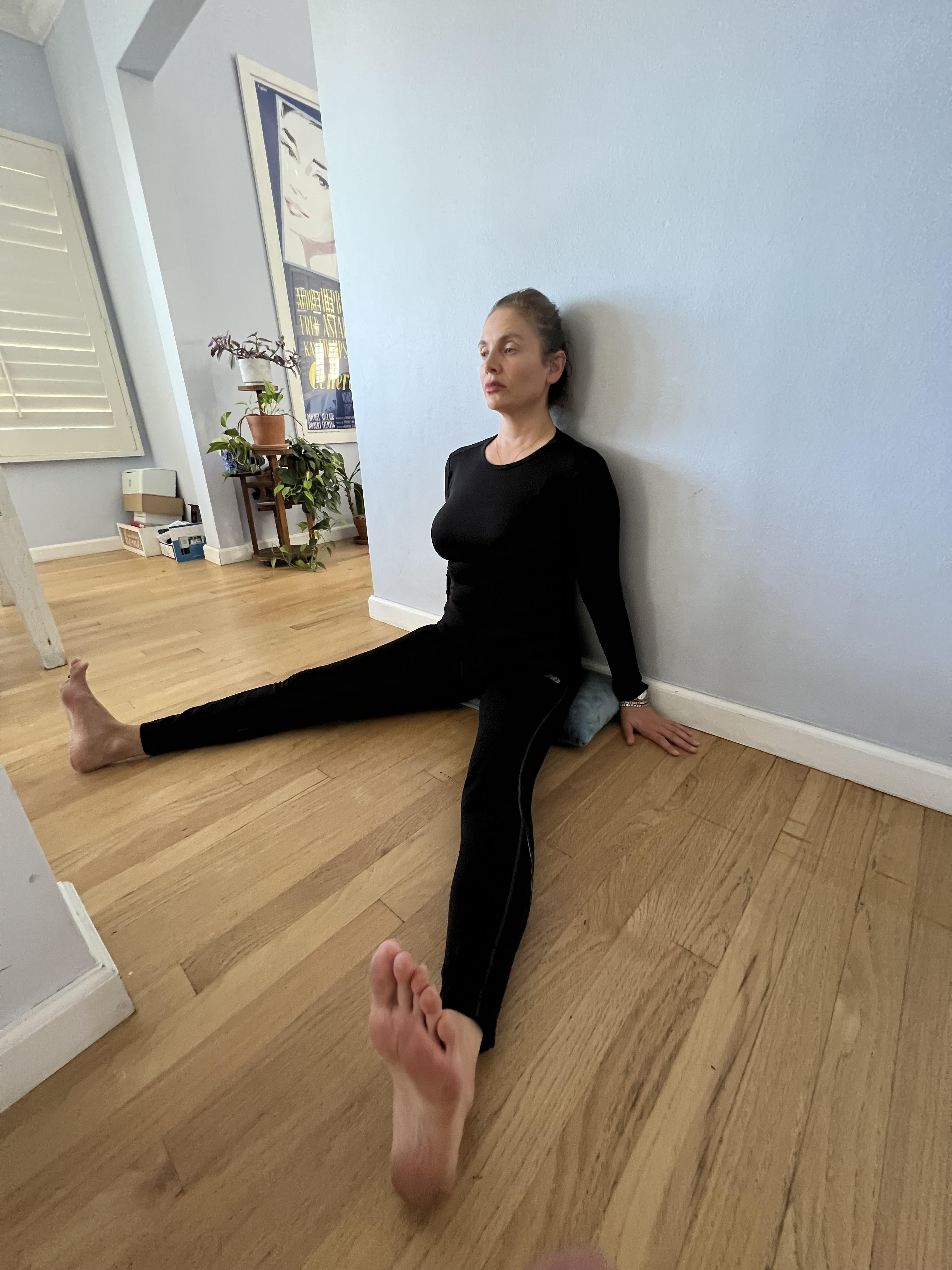 Gentle yoga position to reverse pressure on the lower back